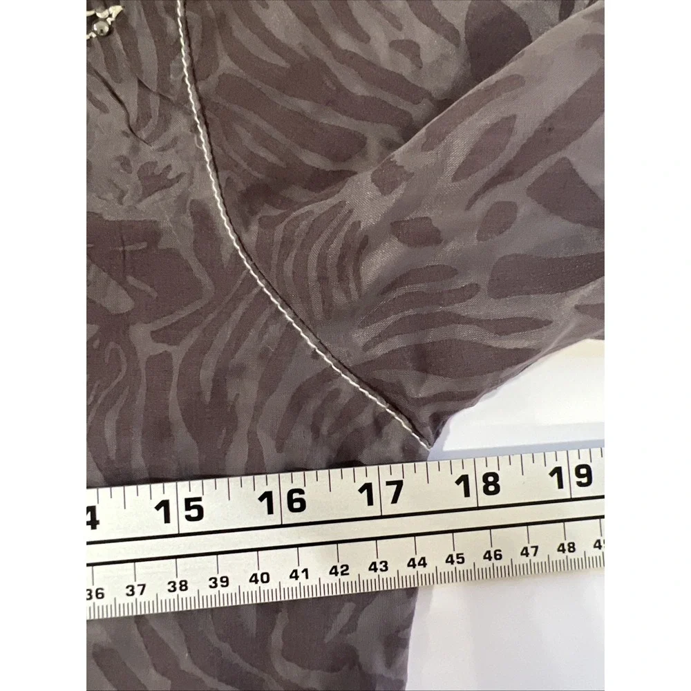 Wrangler Rock 47 Small Western Button-Up‎ Sheer Purple Print Silver embroidery,